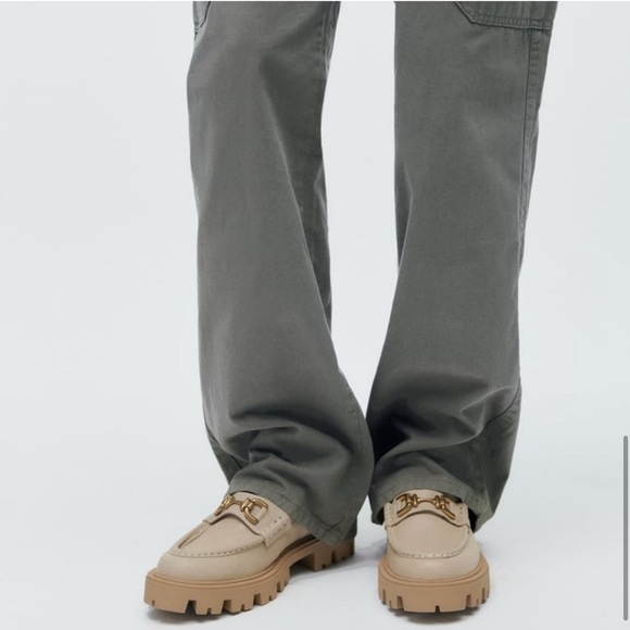 Zara Off White Buckle Leather Lug Sole Loafers - Picture 5 of 11